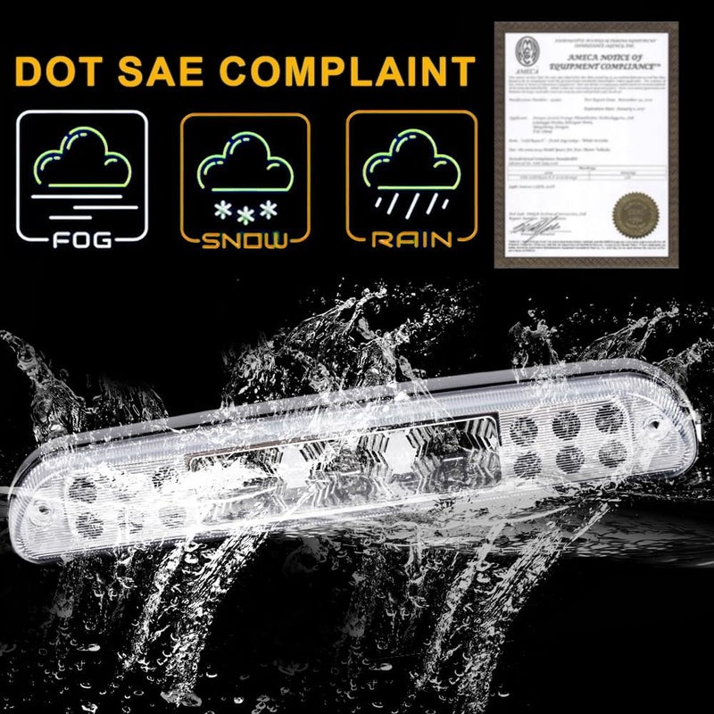 GPLUS 3rd Brake Light, Compatible with 2004-2008 Ford F150 Truck Third Brake Lights Assembly High Mount Center Rear Roof Third Cargo Light Parking Light Halogen, Clear/Red Lens Black Housing - Image 2